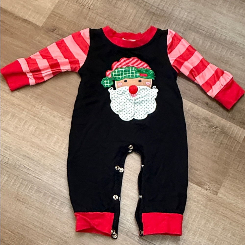 Festive Santa Kids Bodysuit - Black and Red